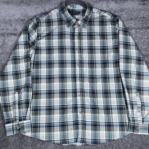 Eddie Bauer Outdoor Shirt Men's XL Green Plaid Long Sleeve Tech Performance‎